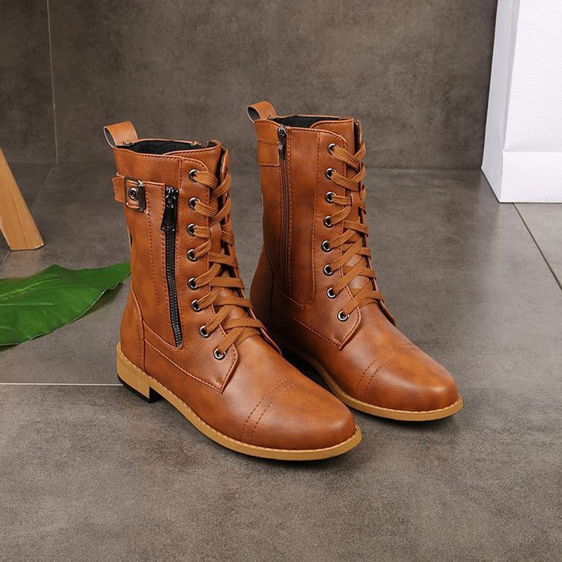 Bottines à Lacets avec Fermeture Éclair pour Femme - View 7