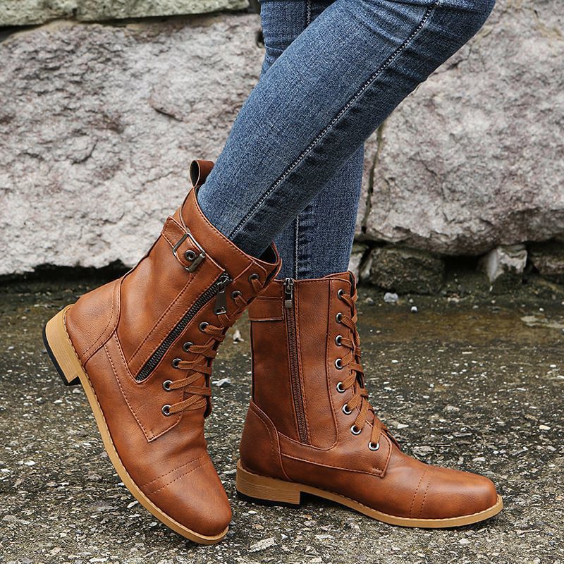 Bottines à Lacets avec Fermeture Éclair pour Femme - View 8