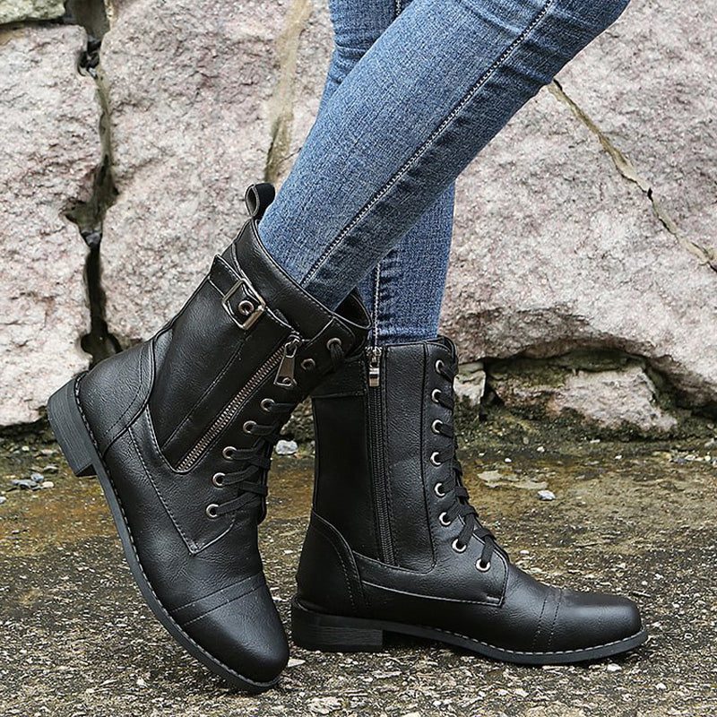 Bottines à Lacets avec Fermeture Éclair pour Femme - View 10