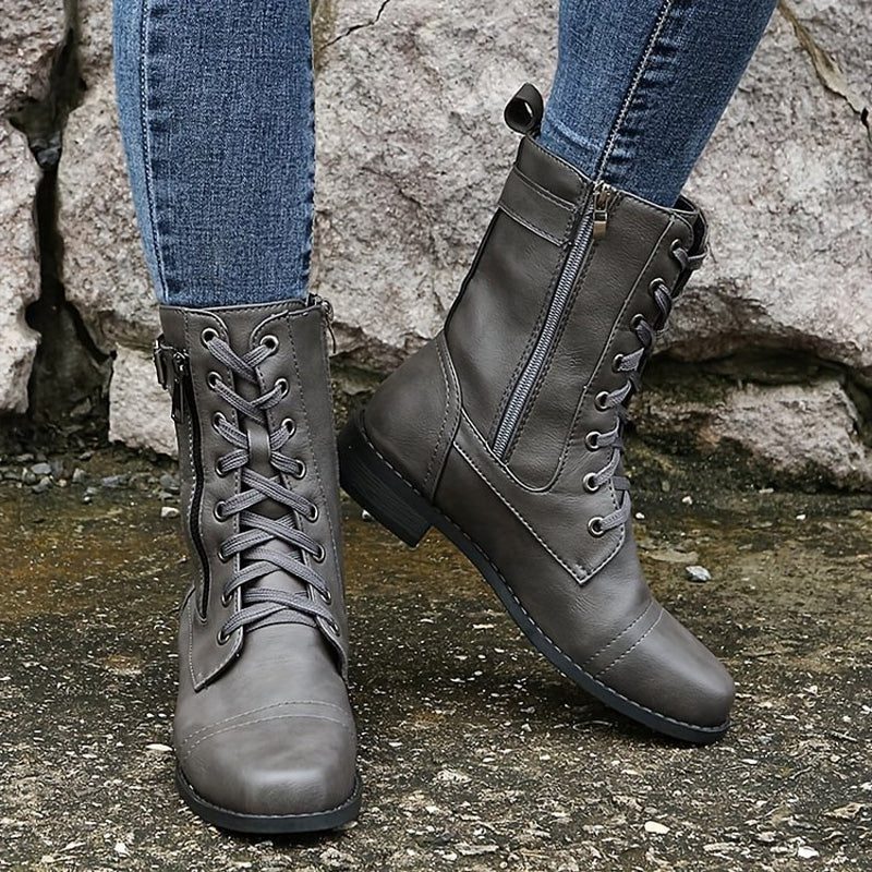 Bottines à Lacets avec Fermeture Éclair pour Femme - View 13