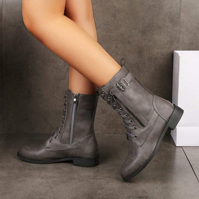 Bottines à Lacets avec Fermeture Éclair pour Femme - View 14