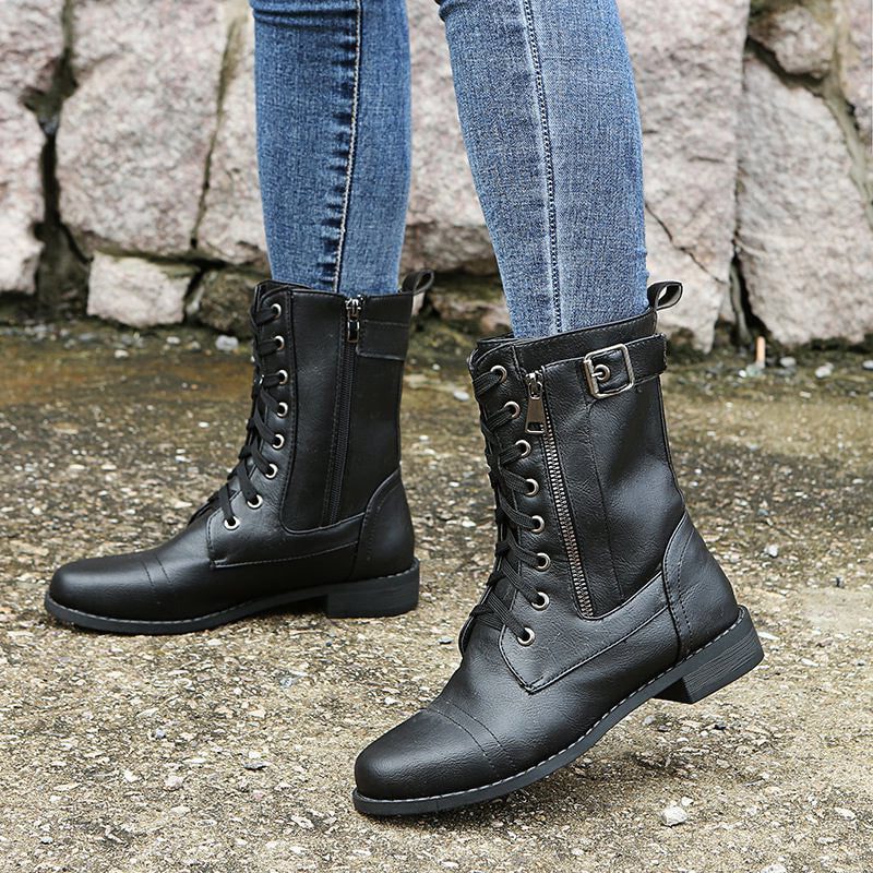 Bottines à Lacets avec Fermeture Éclair pour Femme - View 4