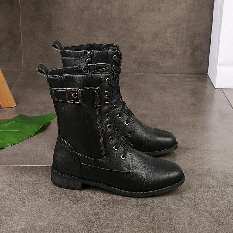 Bottines à Lacets avec Fermeture Éclair pour Femme - View 6
