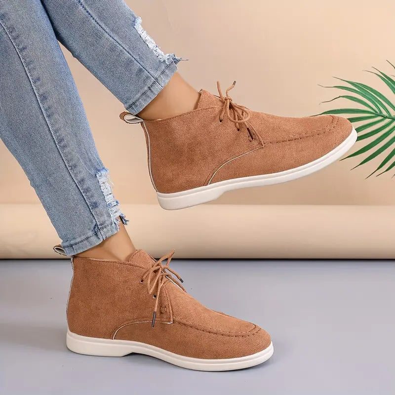 Bottines à Lacets Bout Rond pour Femme - Café