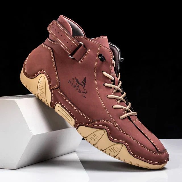 Bottines à Lacets Cuir pour Homme - Rouge