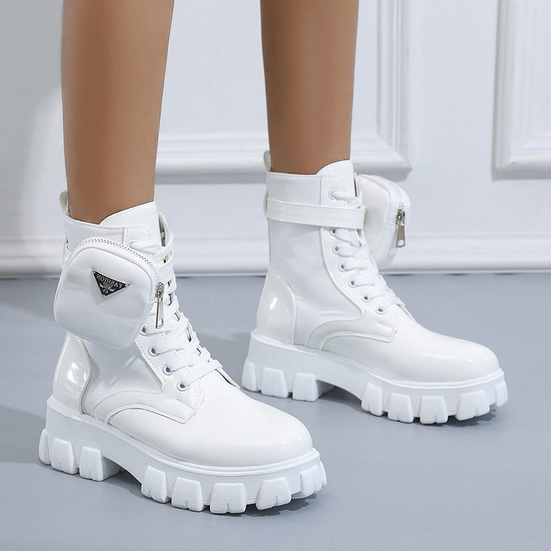 Bottines à Plateforme avec Lacets pour Femme