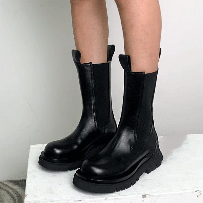 Bottines à Plateforme avec Semelle Crantée pour Femme