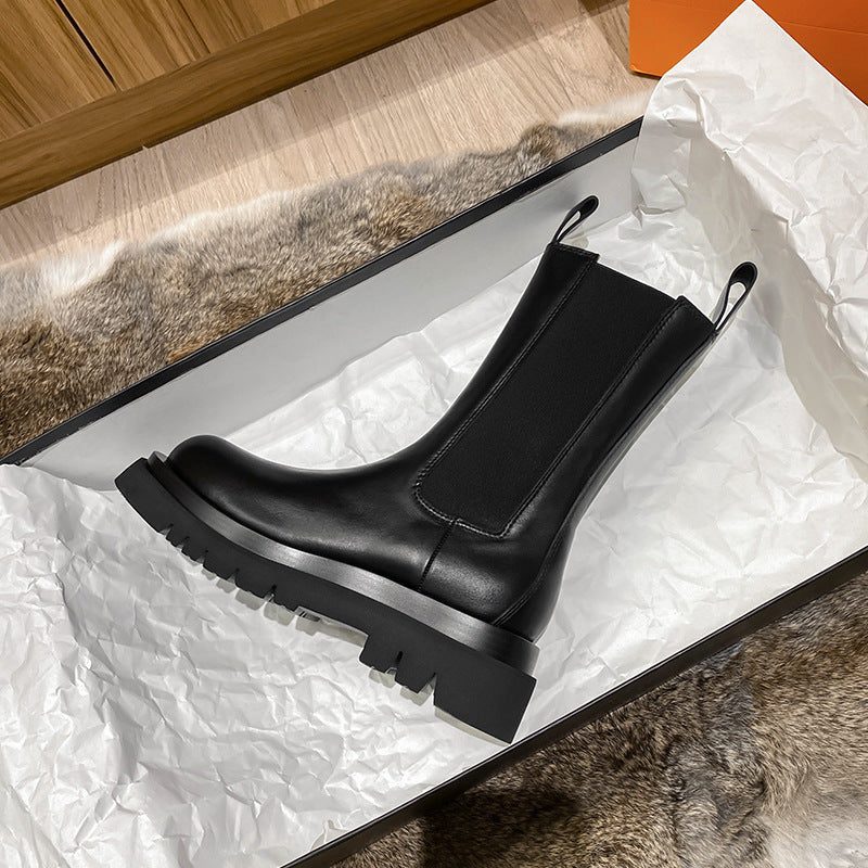 Bottines à Plateforme avec Semelle Crantée pour Femme