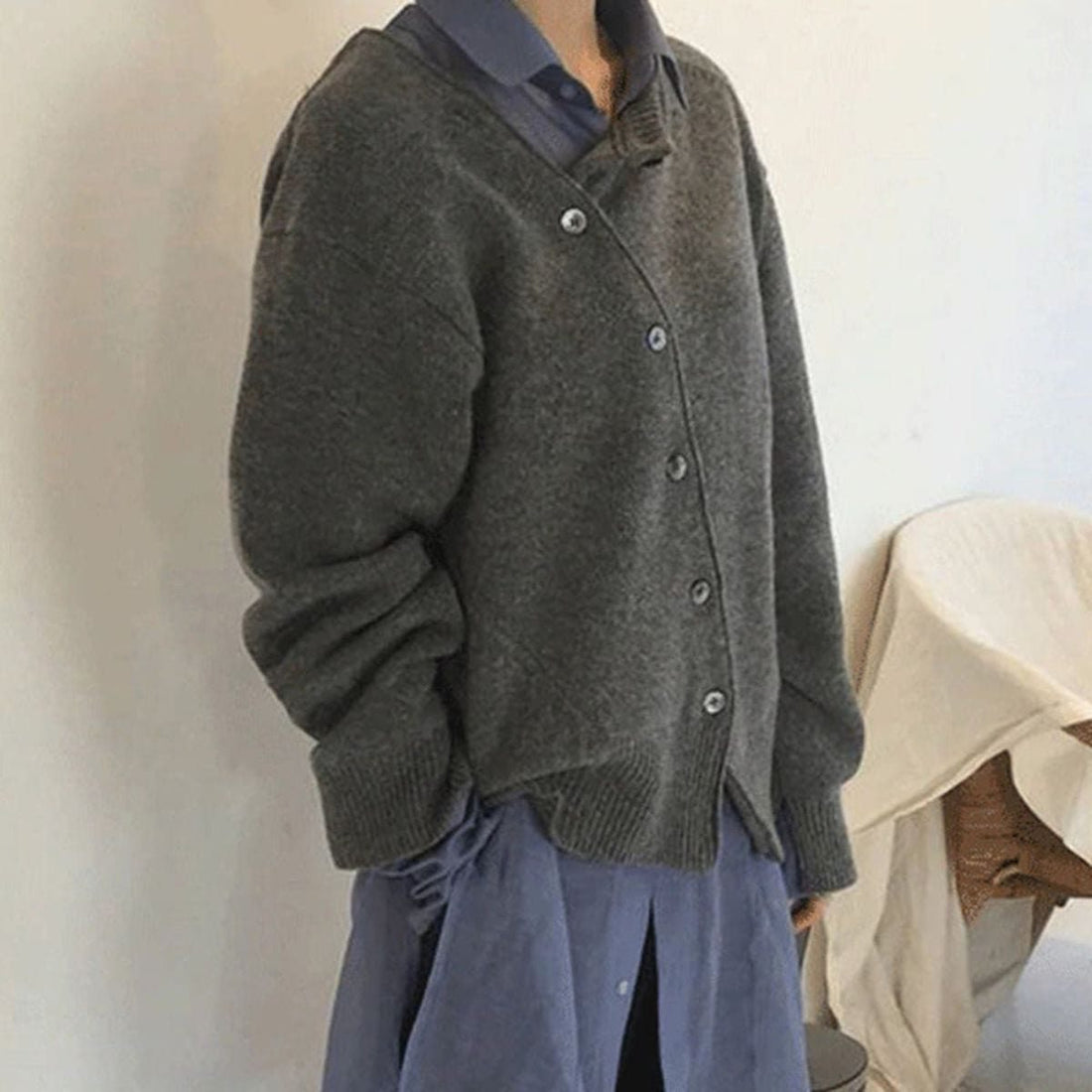 Cardigan Boutonné avec Col Chemise pour Femme