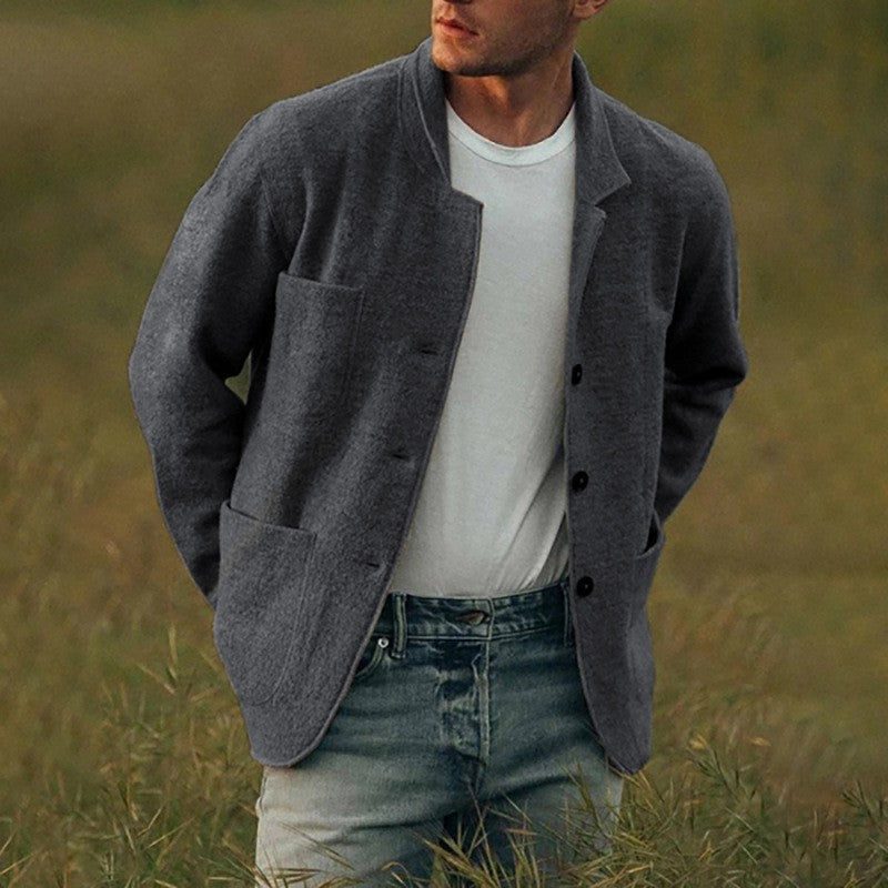 Cardigan Boutonné à Manches Longues pour Homme - Gris foncé