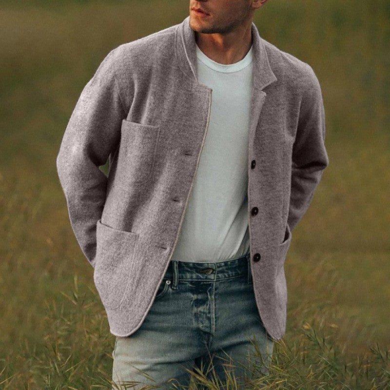 Cardigan Boutonné à Manches Longues pour Homme - Gris clair