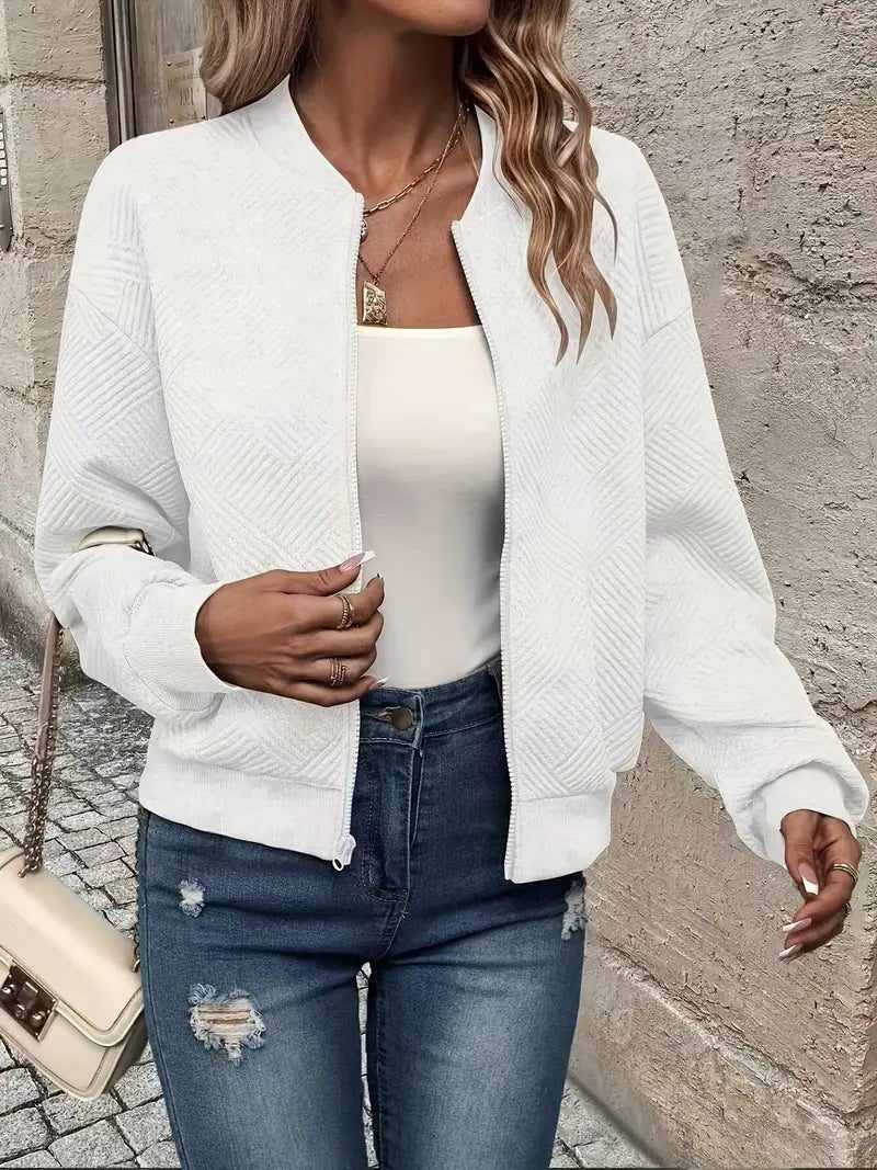 Cardigan Côtelé à Fermeture Éclair pour Femme