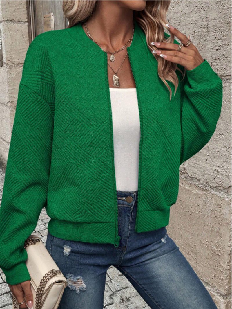 Cardigan Côtelé à Fermeture Éclair pour Femme - Vert