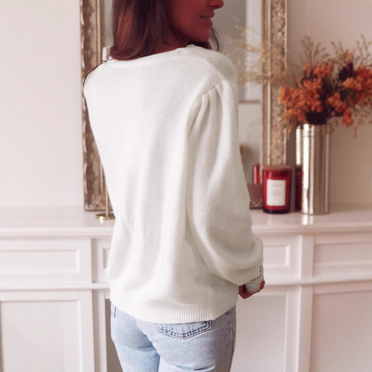 Cardigan Fin à Dentelle pour Femme - View 4