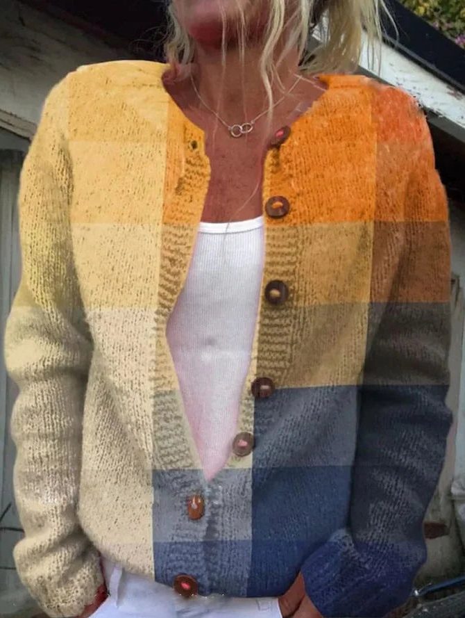 Cardigan à Fleurs Boutonné pour Femme - Style 8