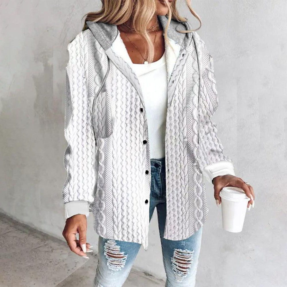 Cardigan à Rayures Oversize avec Fermeture Éclair pour Femme - Blanc