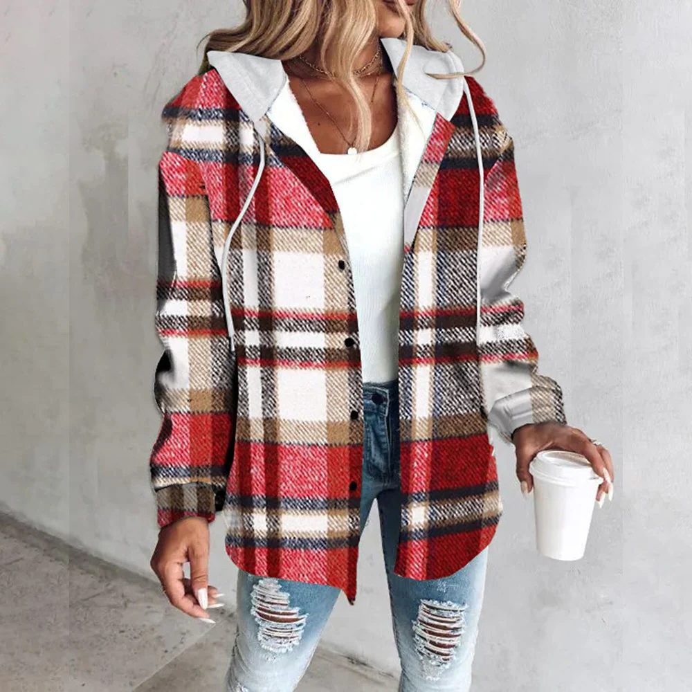 Cardigan à Rayures Oversize avec Fermeture Éclair pour Femme - Rouge