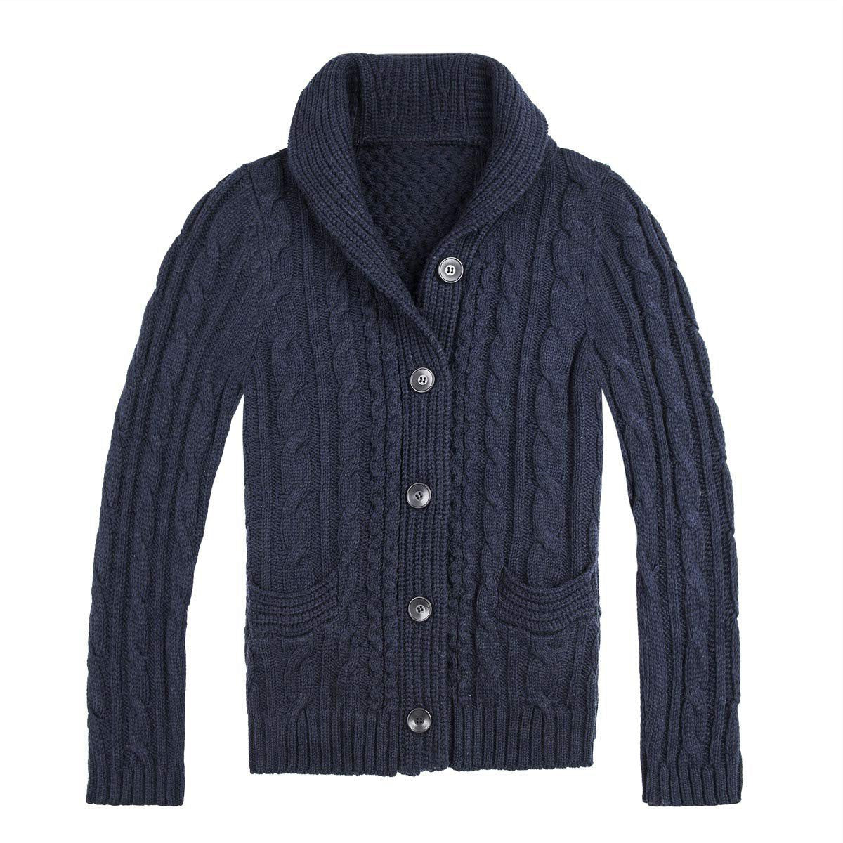 Cardigan à Torsades avec Poches pour Homme - Bleu marine