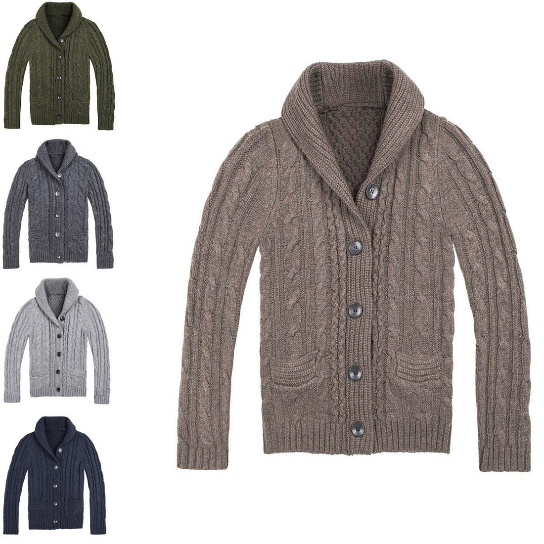 Cardigan à Torsades avec Poches pour Homme