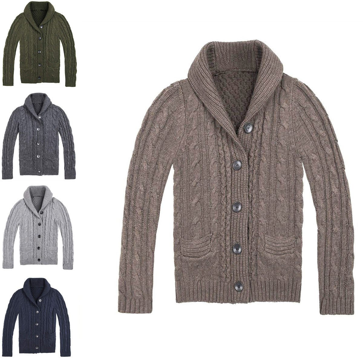 Cardigan à Torsades avec Poches pour Homme
