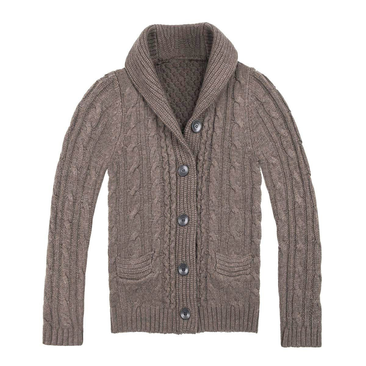 Cardigan à Torsades avec Poches pour Homme - Marron