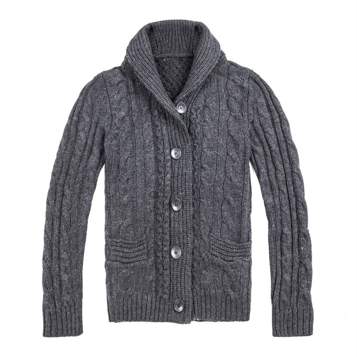 Cardigan à Torsades avec Poches pour Homme - Gris foncé