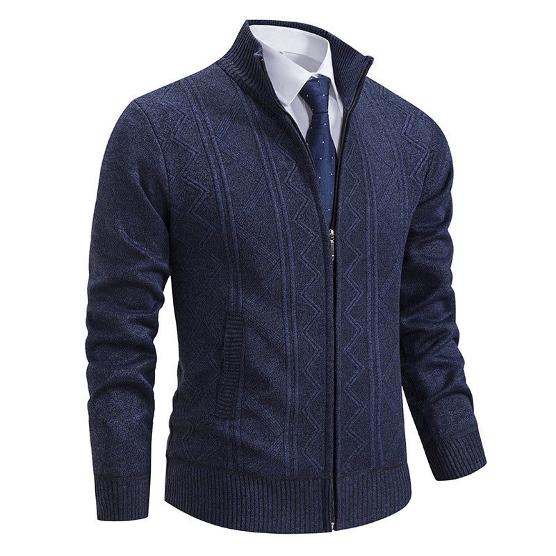 Cardigan à Torsades Zippé pour Homme - Bleu foncé