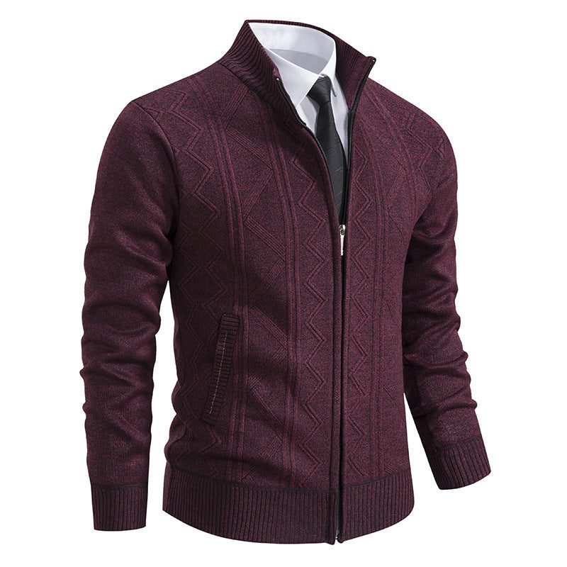 Cardigan à Torsades Zippé pour Homme - Bordeaux