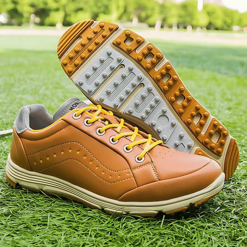 Chaussures de Golf à Lacets avec Crampons pour Homme - Marron