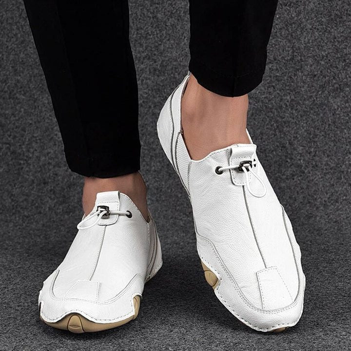 Chaussures à Lacets en Cuir Véritable pour Homme - Blanc