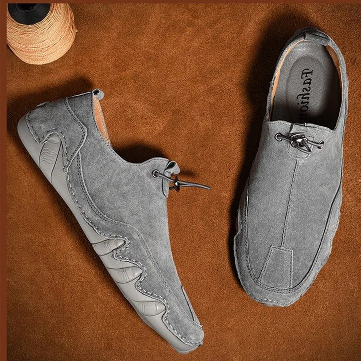 Chaussures à Lacets en Cuir Véritable pour Homme - Gris