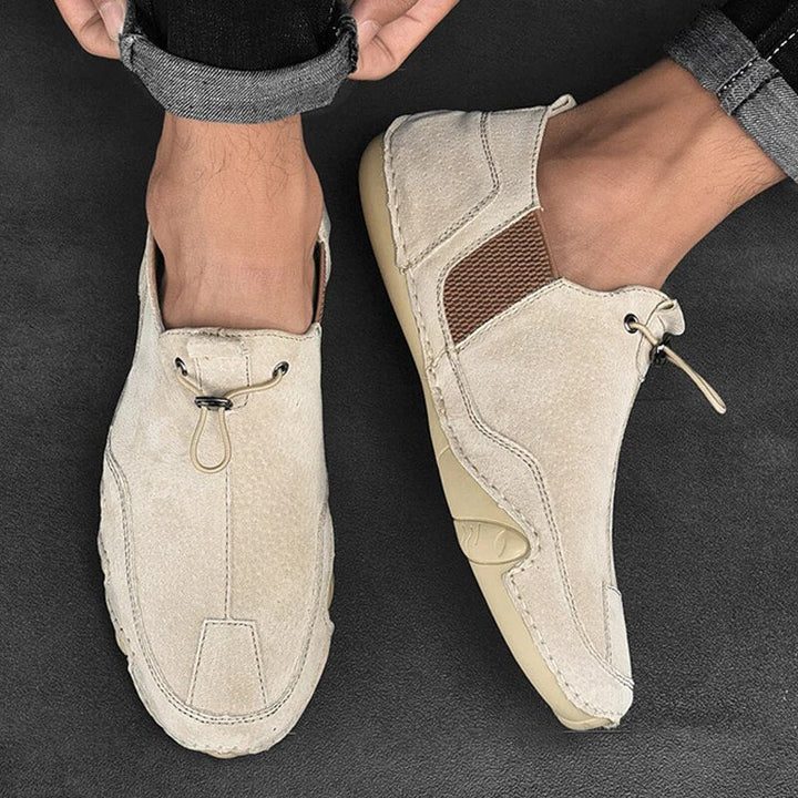 Chaussures à Lacets en Cuir Véritable pour Homme - Kaki