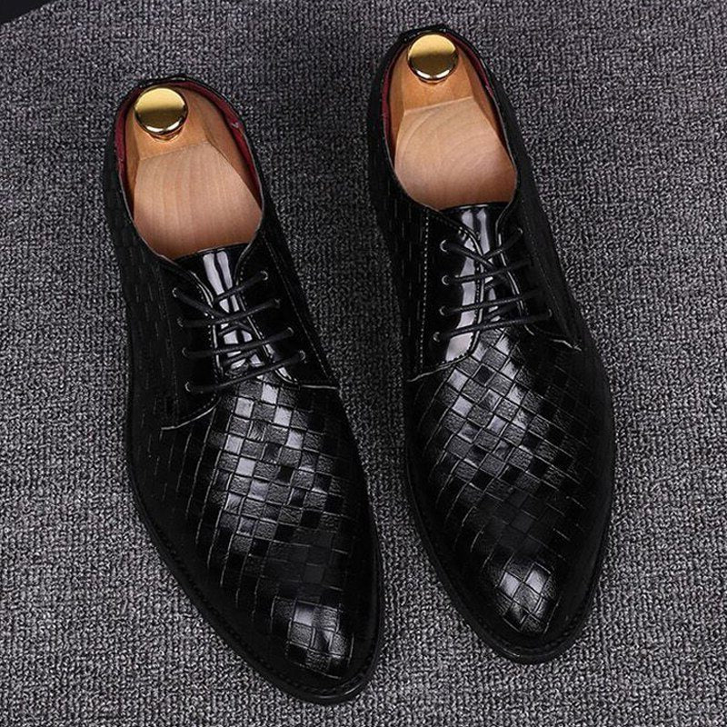 Chaussures Oxford à Lacets avec Tressage pour Homme - Noir