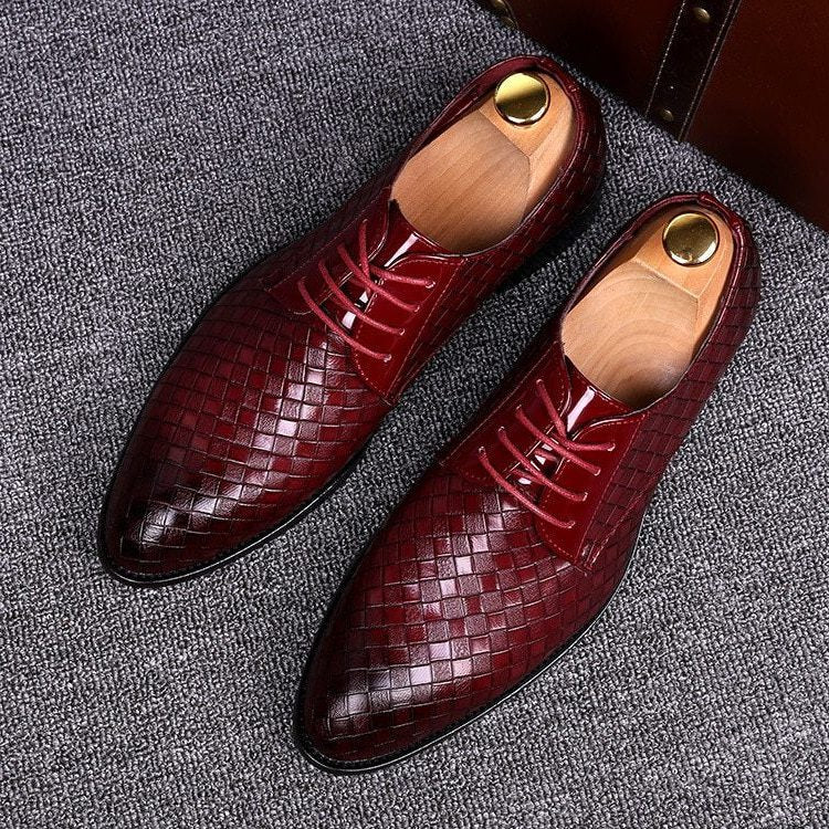 Chaussures Oxford à Lacets avec Tressage pour Homme - Rouge