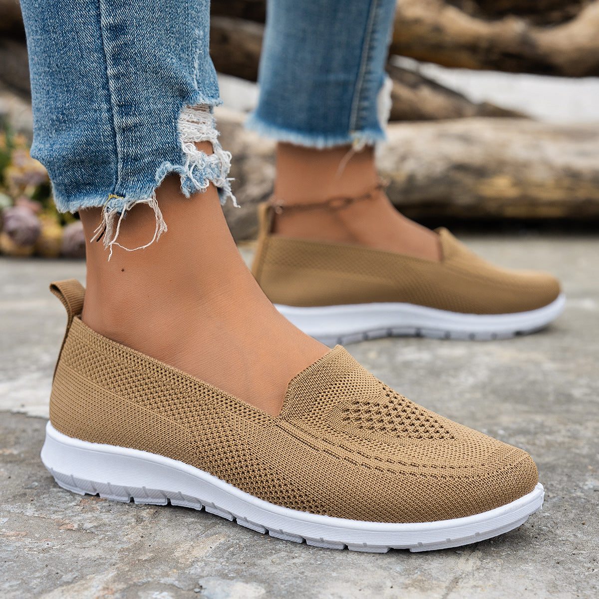Chaussures Slip-On à Maille Aérée pour Femme