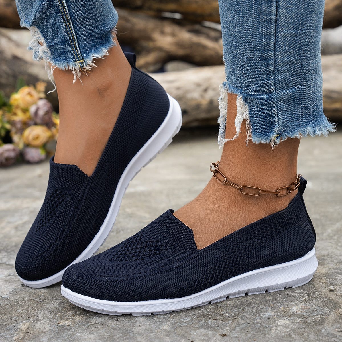 Chaussures Slip-On à Maille Aérée pour Femme - Bleu royal