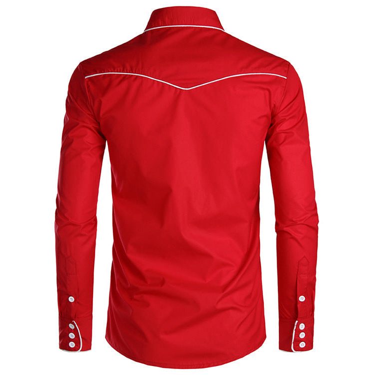 Chemise Brodée avec Col Montant pour Homme