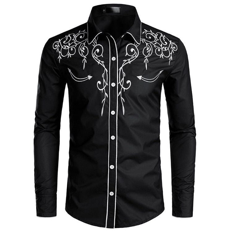 Chemise Brodée avec Col Montant pour Homme - View 3