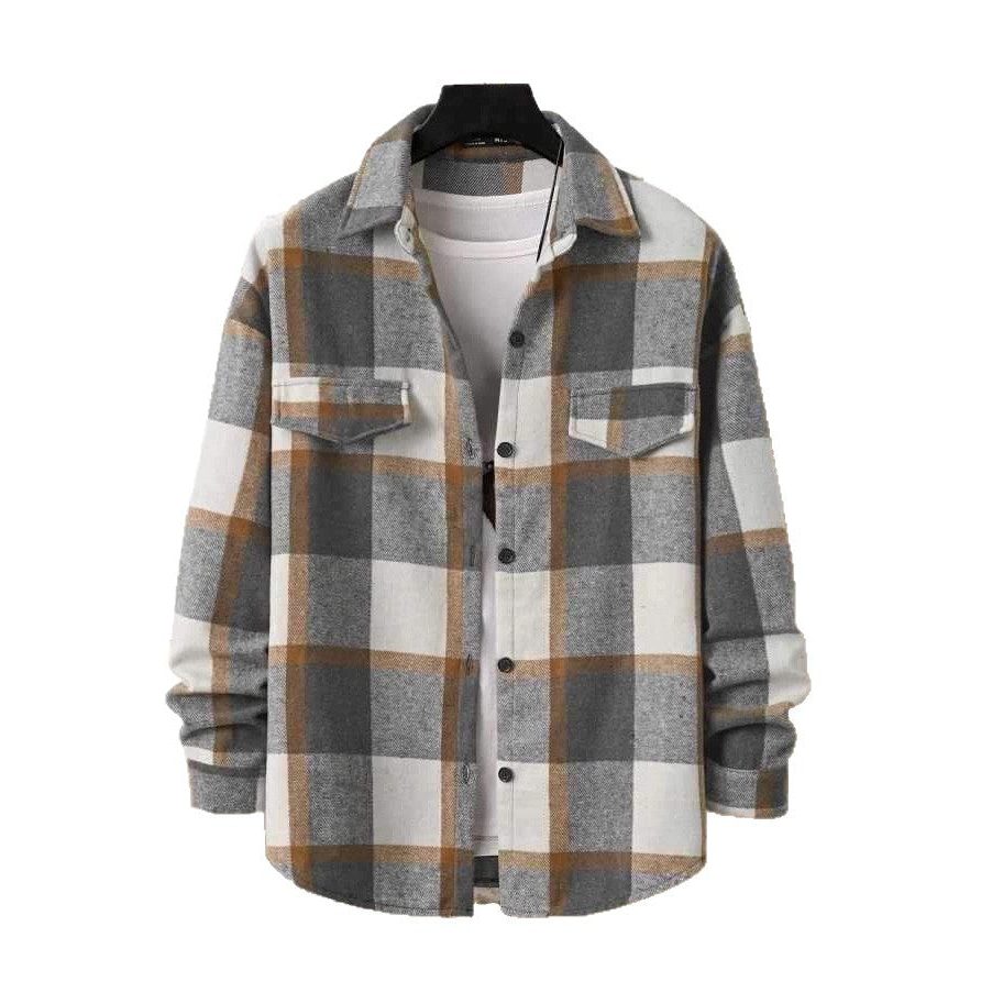 Chemise à Carreaux Boutonnée à Manches Longues pour Homme - View 6