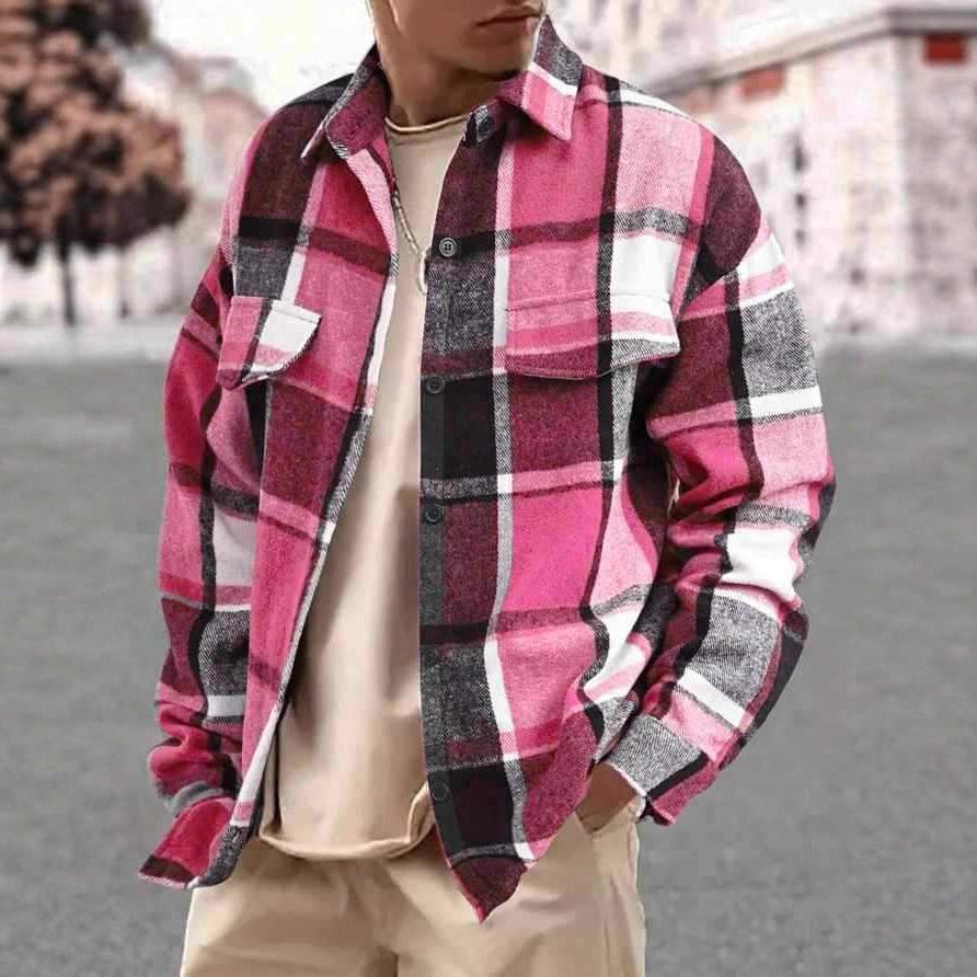 Chemise à Carreaux Boutonnée à Manches Longues pour Homme - View 4