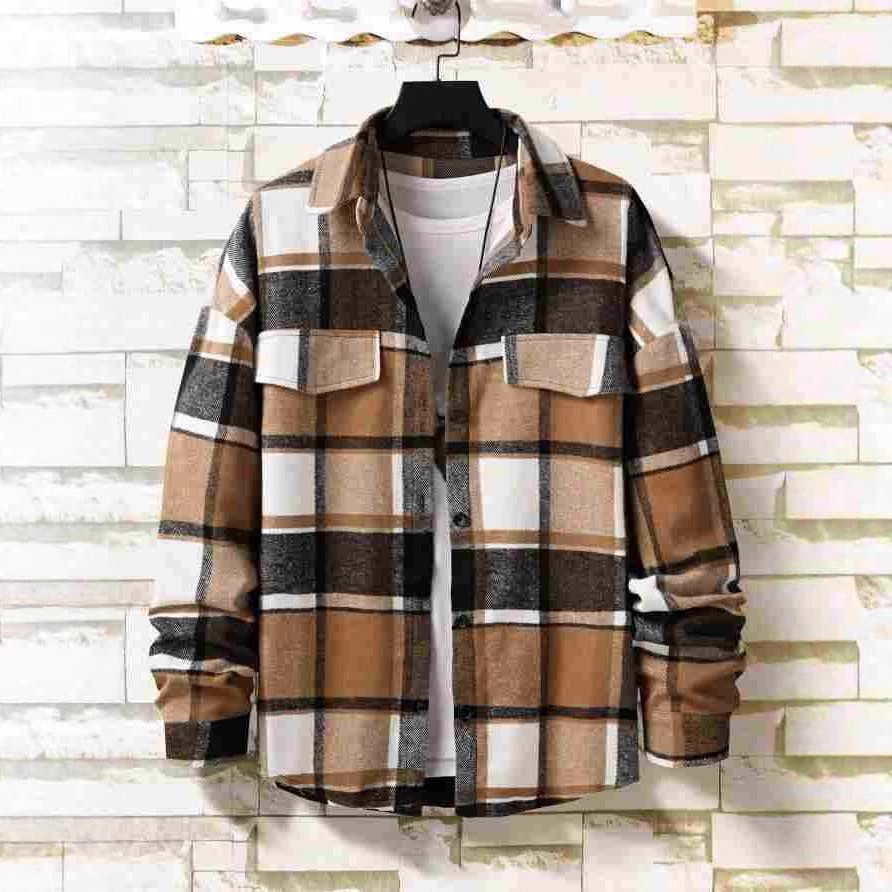 Chemise à Carreaux Boutonnée à Manches Longues pour Homme - View 5