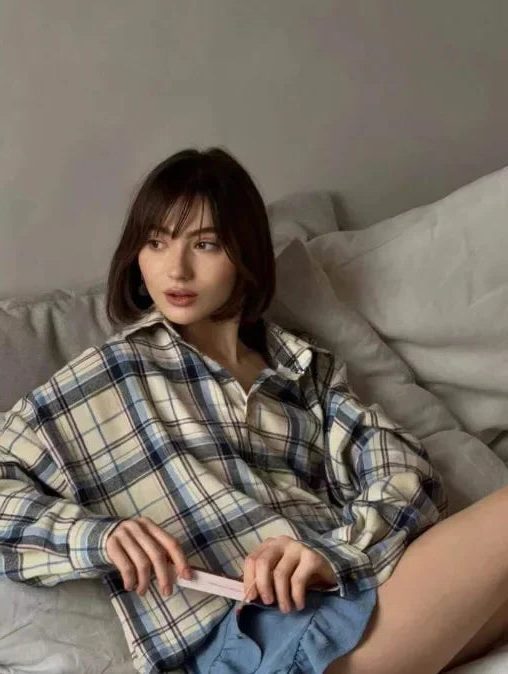 Chemise à Carreaux Manches Longues pour Femme - Kaki