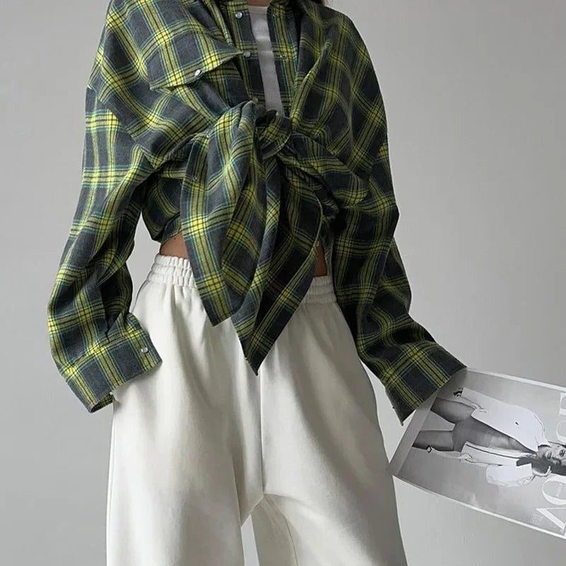 Chemise à Carreaux Manches Longues pour Femme - View 3