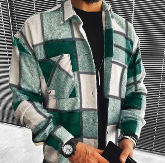 Chemise à Carreaux Surdimensionnée pour Homme
