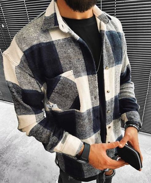 Chemise à Carreaux Surdimensionnée pour Homme