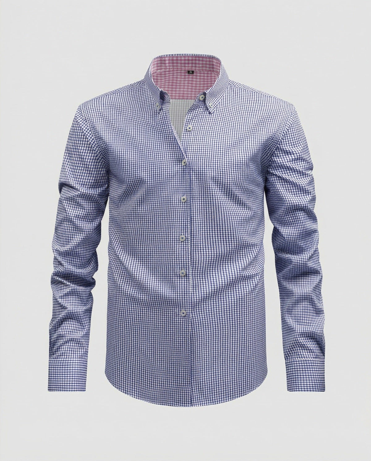 Chemise à Carreaux Vichy avec Col Boutonné pour Homme - Bleu clair