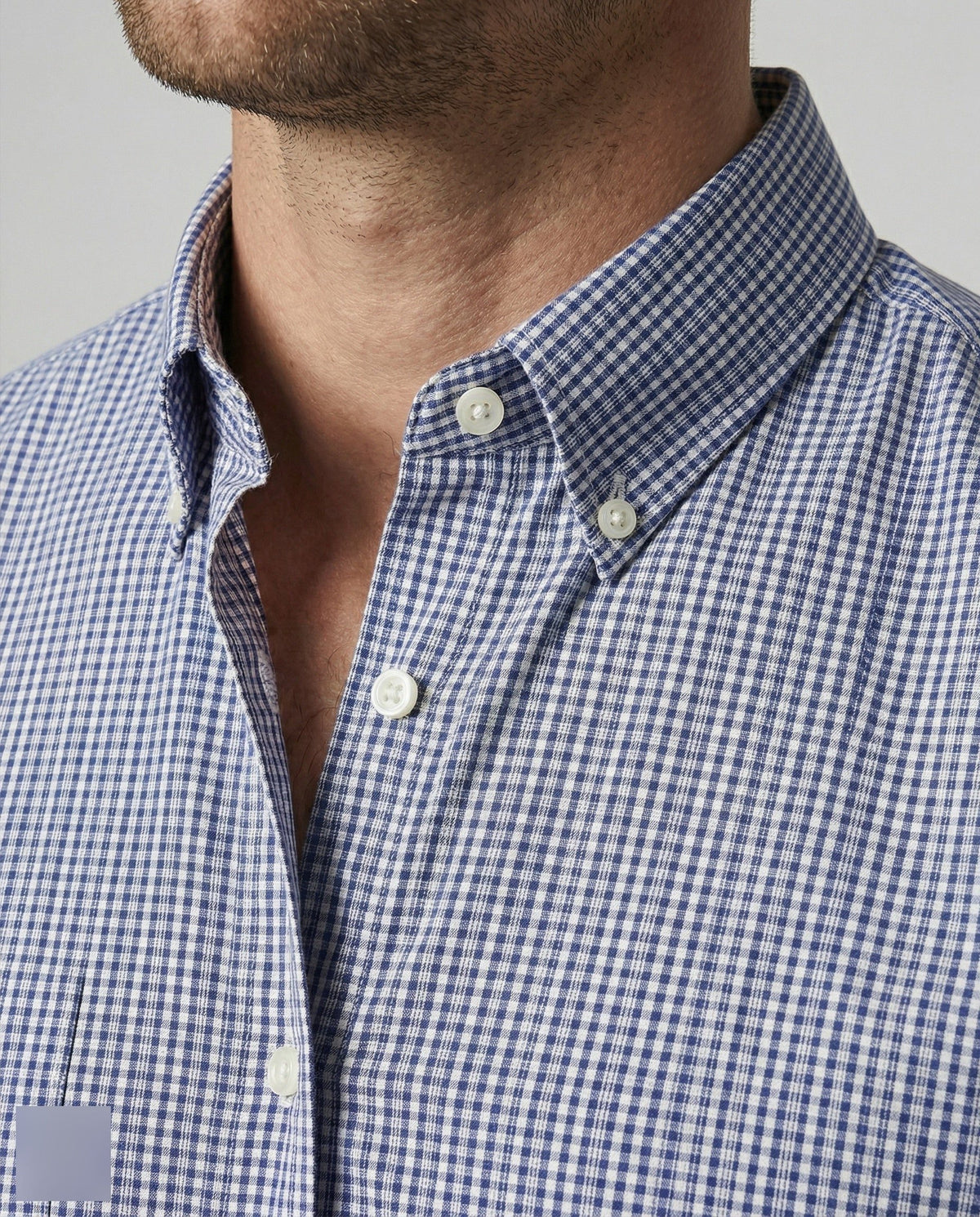 Chemise à Carreaux Vichy avec Col Boutonné pour Homme - View 3