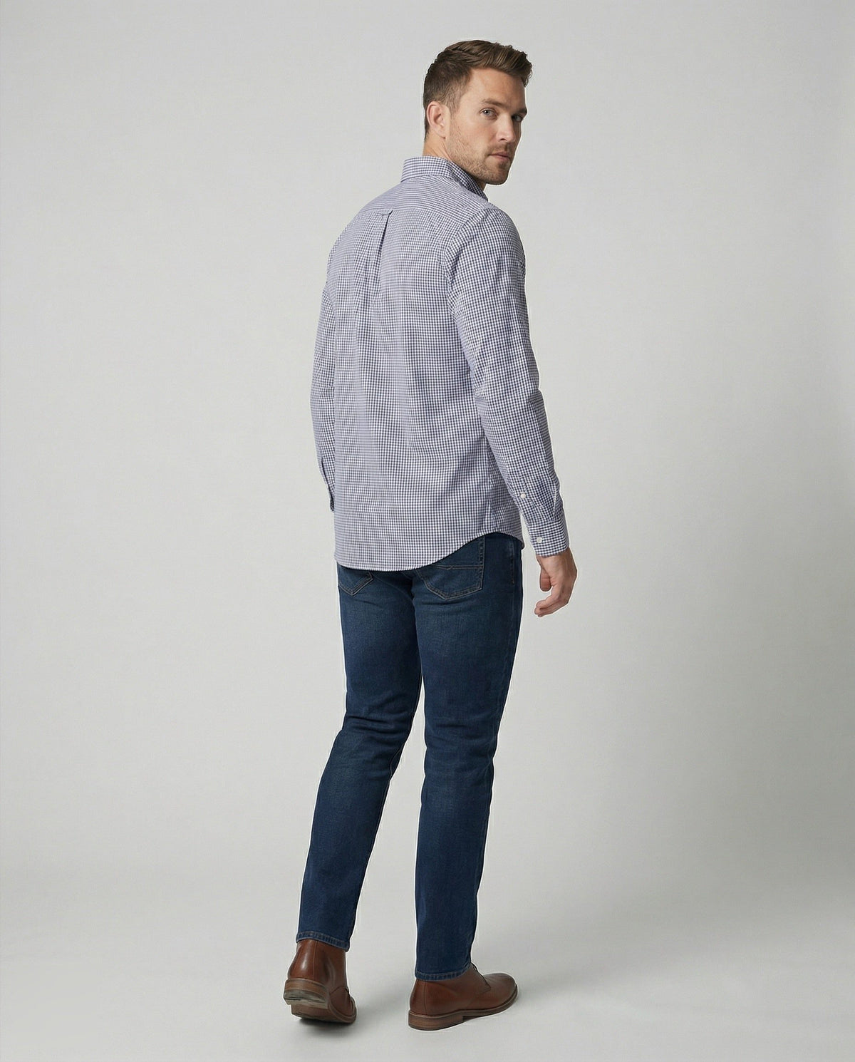 Chemise à Carreaux Vichy avec Col Boutonné pour Homme - View 4
