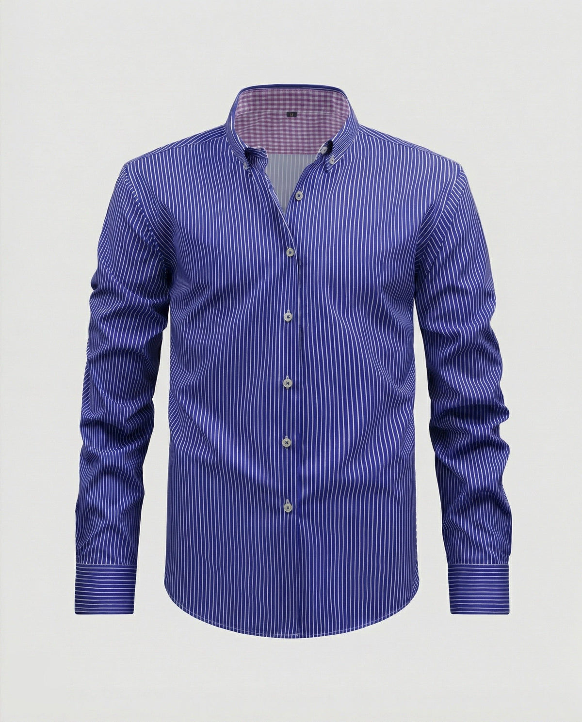 Chemise à Carreaux Vichy avec Col Boutonné pour Homme - Bleu violet