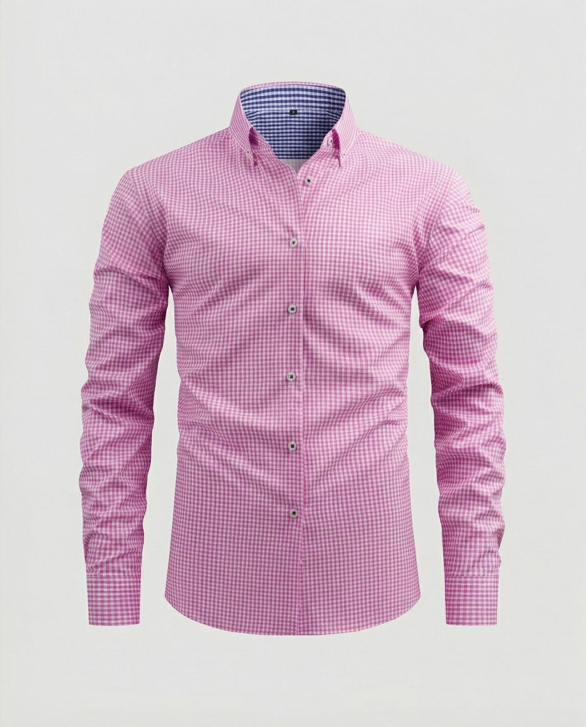 Chemise à Carreaux Vichy avec Col Boutonné pour Homme - Rose